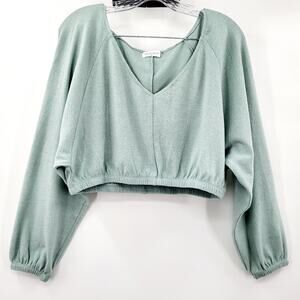 Vestique Mint Green Cropped Long Sleeve Elastic Hem Sweater Women’s Size M